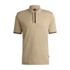 Hugo Boss Interlock-cotton Polo Shirt With Contrast Tipping In Beige