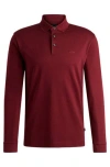 Hugo Boss Interlock-cotton Polo Shirt With Embroidered Logo In Red
