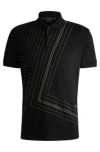 Hugo Boss Interlock-cotton Polo Shirt With Fineline Artwork In Black