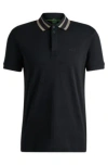 Hugo Boss Interlock-cotton Polo Shirt With Logo Detail In Black