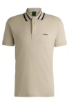 Hugo Boss Interlock-cotton Polo Shirt With Logo Detail In Light Beige