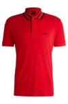 Hugo Boss Interlock-cotton Polo Shirt With Logo Detail In Light Red