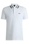 Hugo Boss Interlock-cotton Polo Shirt With Logo Detail In White