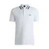 Hugo Boss Interlock-cotton Polo Shirt With Logo Detail In White
