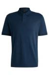 Hugo Boss Interlock-cotton Polo Shirt With Logo Print In Light Blue