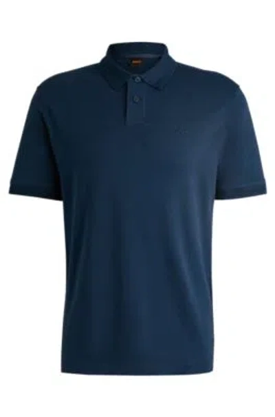 Hugo Boss Interlock-cotton Polo Shirt With Logo Print In Light Blue