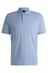 Hugo Boss Interlock-cotton Polo Shirt With Logo Print In Blue