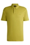 Hugo Boss Interlock-cotton Polo Shirt With Logo Print In Light Green