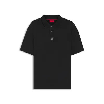 Hugo Boss Interlock-cotton Polo Shirt With Stacked Logo In Black