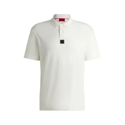 Hugo Boss Interlock-cotton Polo Shirt With Stacked Logo In White