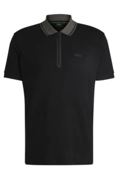 Hugo Boss Interlock-cotton Regular-fit Polo Shirt With Logo Detail In Black