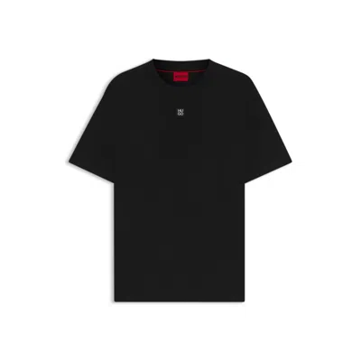 Hugo Boss Interlock-cotton Regular-fit T-shirt With Stacked Logo In Black
