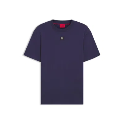 HUGO BOSS INTERLOCK-COTTON REGULAR-FIT T-SHIRT WITH STACKED LOGO
