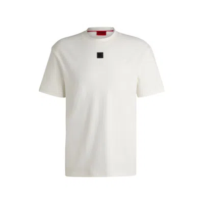 Hugo Boss Interlock-cotton Regular-fit T-shirt With Stacked Logo In White