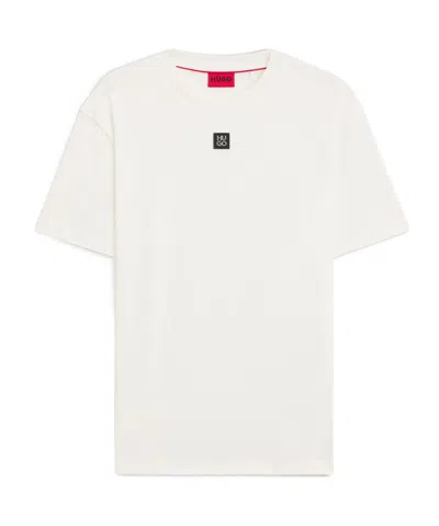HUGO BOSS INTERLOCK-COTTON REGULAR-FIT T-SHIRT WITH STACKED LOGO