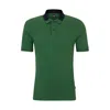 Hugo Boss Interlock-cotton Slim-fit Polo Shirt With Colour-blocked Collar In Green