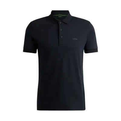 Hugo Boss Interlock-cotton Slim-fit Polo Shirt With Contrast Trims In Blue