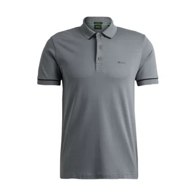 Hugo Boss Interlock-cotton Slim-fit Polo Shirt With Contrast Trims In Green