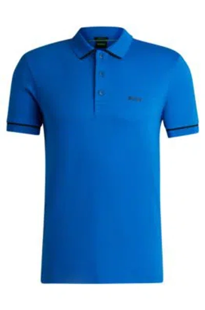 Hugo Boss Paul Mens Short Sleeve Polo Shirt With Contrast Tipping Col In Light Blue