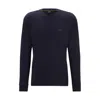 Hugo Boss Interlock-cotton Sweatshirt With Logo Detail And Crew Neckline In Blue