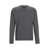 Hugo Boss Interlock-cotton Sweatshirt With Logo Detail And Crew Neckline In Grey