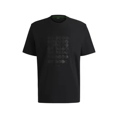 HUGO BOSS INTERLOCK-COTTON T-SHIRT WITH CIRCLE ARTWORK