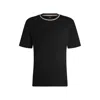 Hugo Boss Interlock-cotton T-shirt With Color-block Collar In Black