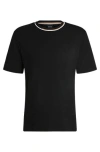 Hugo Boss Interlock-cotton T-shirt With Color-block Collar In Black