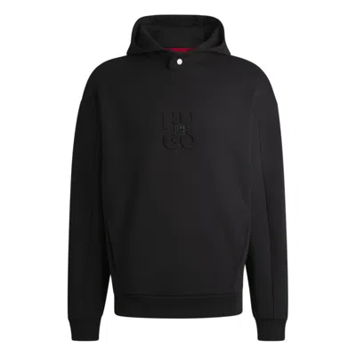 Hugo Boss Interlock Hoodie With Stacked Logos In Black