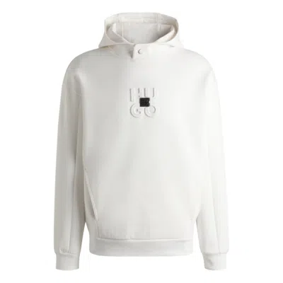 Hugo Boss Interlock Hoodie With Stacked Logos In White