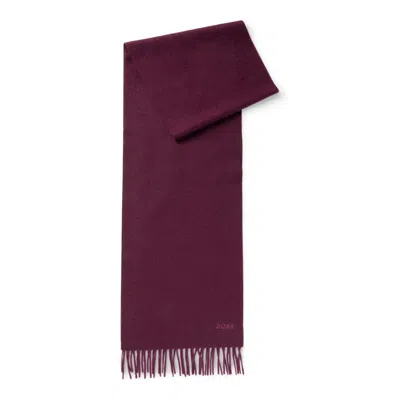 Hugo Boss Italian-cashmere Scarf With Fringing And Embroidered Logo