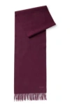 Hugo Boss Italian-cashmere Scarf With Fringing And Embroidered Logo In Dark Purple