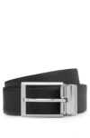 Hugo Boss Reversible Belt In Italian Leather With Polished Hardware In Black