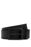 Hugo Boss Italian-leather Belt With Brushed Silver Hardware In Black