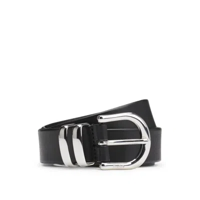 Hugo Boss Italian-leather Belt With Double Keeper In Black