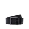 Hugo Boss Italian-leather Belt With Embossed Monograms In Black