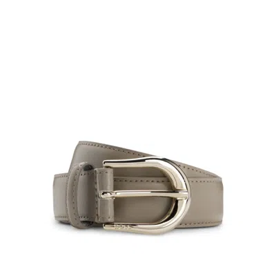 Hugo Boss Italian-leather Belt With Logo Buckle In Green