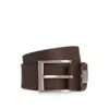 Hugo Boss Italian-leather Belt With Logo Keeper And Brushed Hardware In Brown