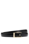 Hugo Boss Italian-leather Belt With Logo Keeper In Black