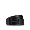 Hugo Boss Leather Belt With Matte Gunmetal Hardware In Black