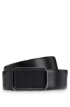 Hugo Boss Italian-leather Belt With Monogram Plaque Buckle In Black