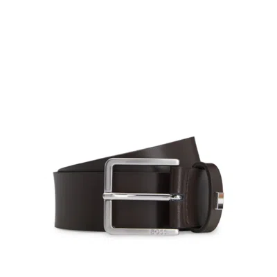 Hugo Boss Italian-leather Belt With Signature-stripe Keeper Trim