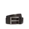 Hugo Boss Italian-leather Belt With Silver-toned Buckle In Brown