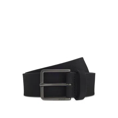 Hugo Boss Italian-leather Belt With Stripe Pattern And Logo