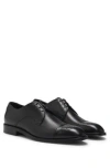 Hugo Boss Italian-leather Derby Shoes With Cap Toe In Black