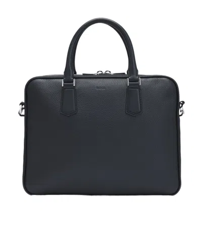 Hugo Boss Italian-leather Document Case With Signature Trims In Black