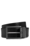 Hugo Boss Italian-leather Reversible Belt With Branded Keeper In Black