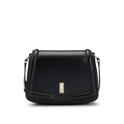 Hugo Boss Italian-leather Saddle Bag With Signature Hardware In Black