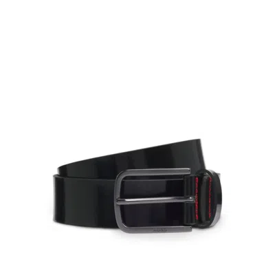 Hugo Boss Italian-made Belt In Brush-off Leather In Black