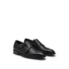 Hugo Boss Italian-made Double-strap Monk Shoes In Grained Leather In Black